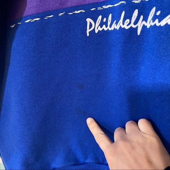 Vintage Philadelphia Crewneck Sweatshirt Blue Sz XLarge - Picture 6 of 7